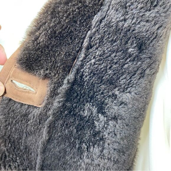Ralph Lauren Vintage Chocolate Brown Fur Trimmed Lamb Shearling Swing Coat - Picture 11 of 16
